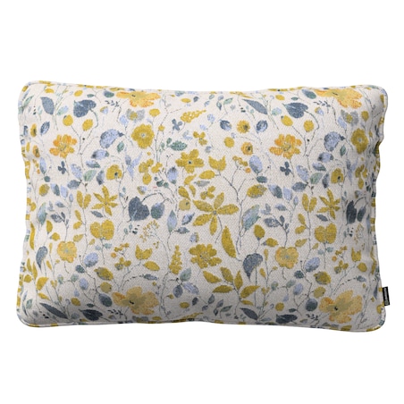 Poszewka Gabi na poduszkę prostokątna 60x40 żółto-niebieskie kwiaty na kremowym tle