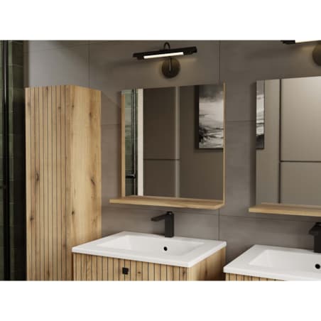 LUSTRO ŁAZIENKOWE Z PÓŁKĄ TIGO 60x61,5 CM DĄB EVOKE DO ŁAZIENKI PRZEDPOKOJU