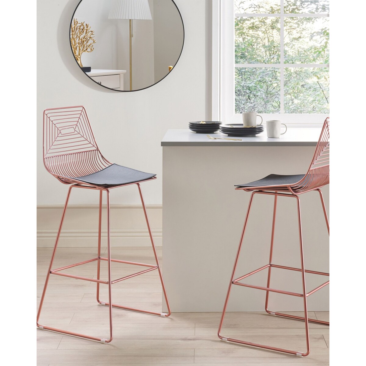 Zestaw 2 krzeseł barowych metalowy złoty róż BISBEE