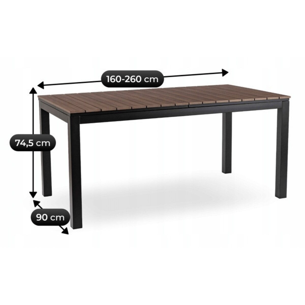 Stół Ogrodowy Rozkładany Na Ogród Działka Taras Orzech Czarny ARGOS 160-260