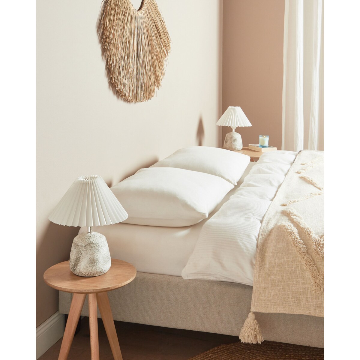 Zestaw 2 lampek nocnych ceramicznych biały ZEYI