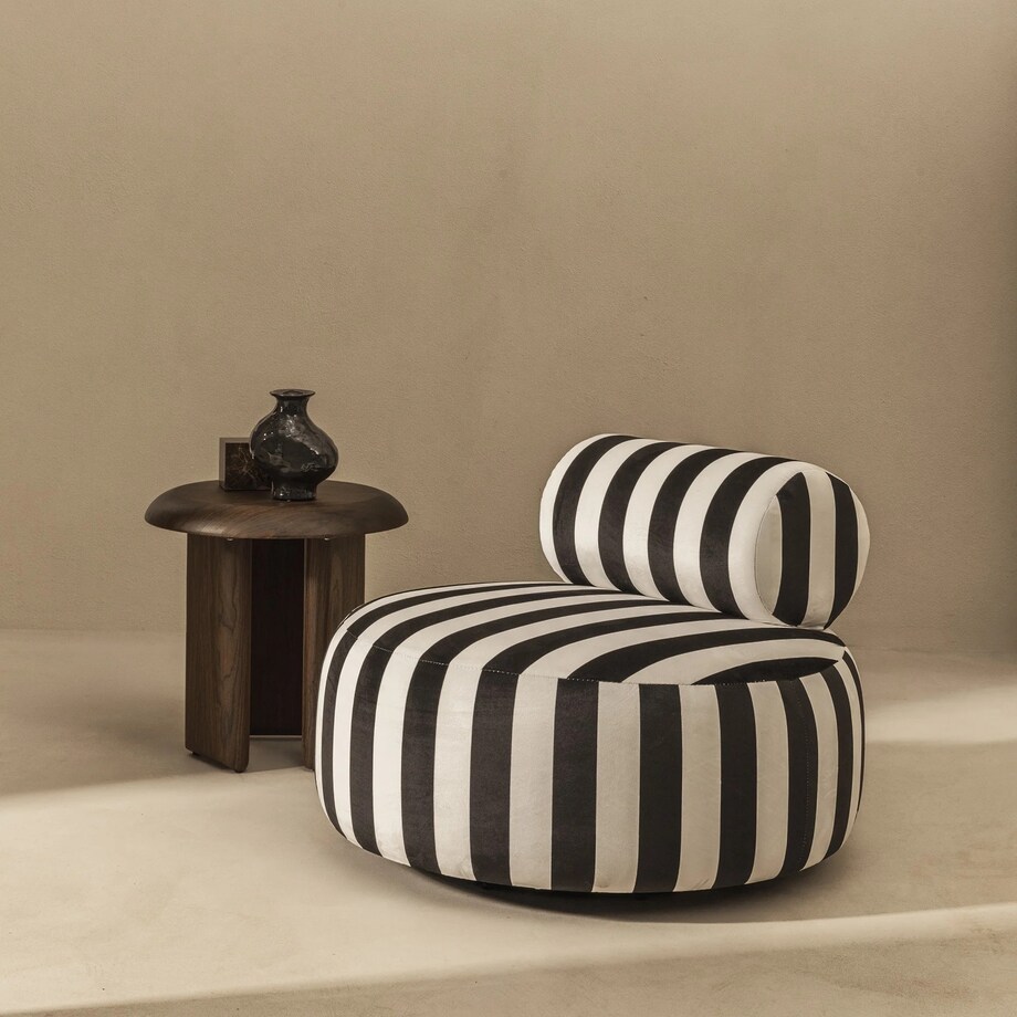 Fotel obrotowy 70x88x88 cm ORVIETTA biało-czarne pasy