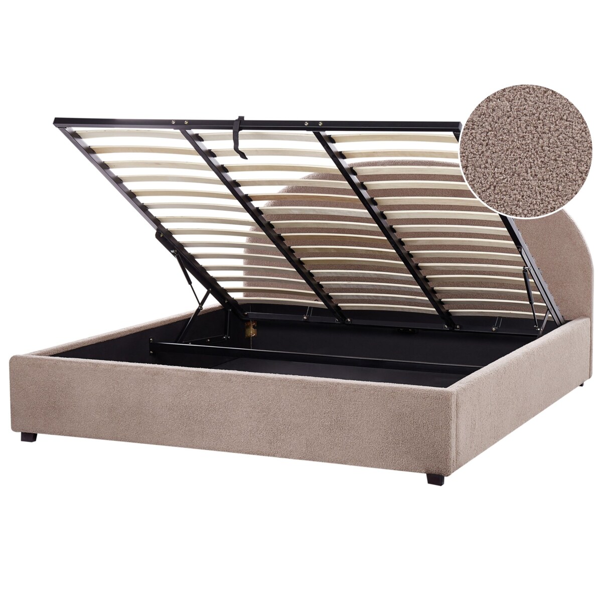 Łóżko z pojemnikiem boucle 180 x 200 cm beżowoszare VAUCLUSE