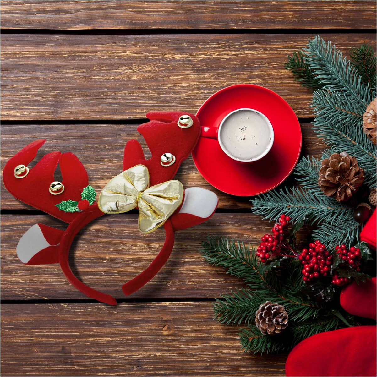 Opaska Na Głowę Rogi Renifera 24X25 Cm Święta Mikołajki Ozdoba Do Włosów Czerwone