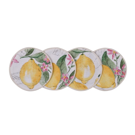 Mini podkładki dwustronne z motywem cytryn Lemonade & Stripes – komplet 4 szt.