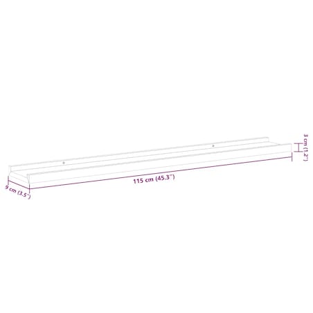 vidaXL Półki ścienne, 2 szt., czarne, 115x9x3 cm