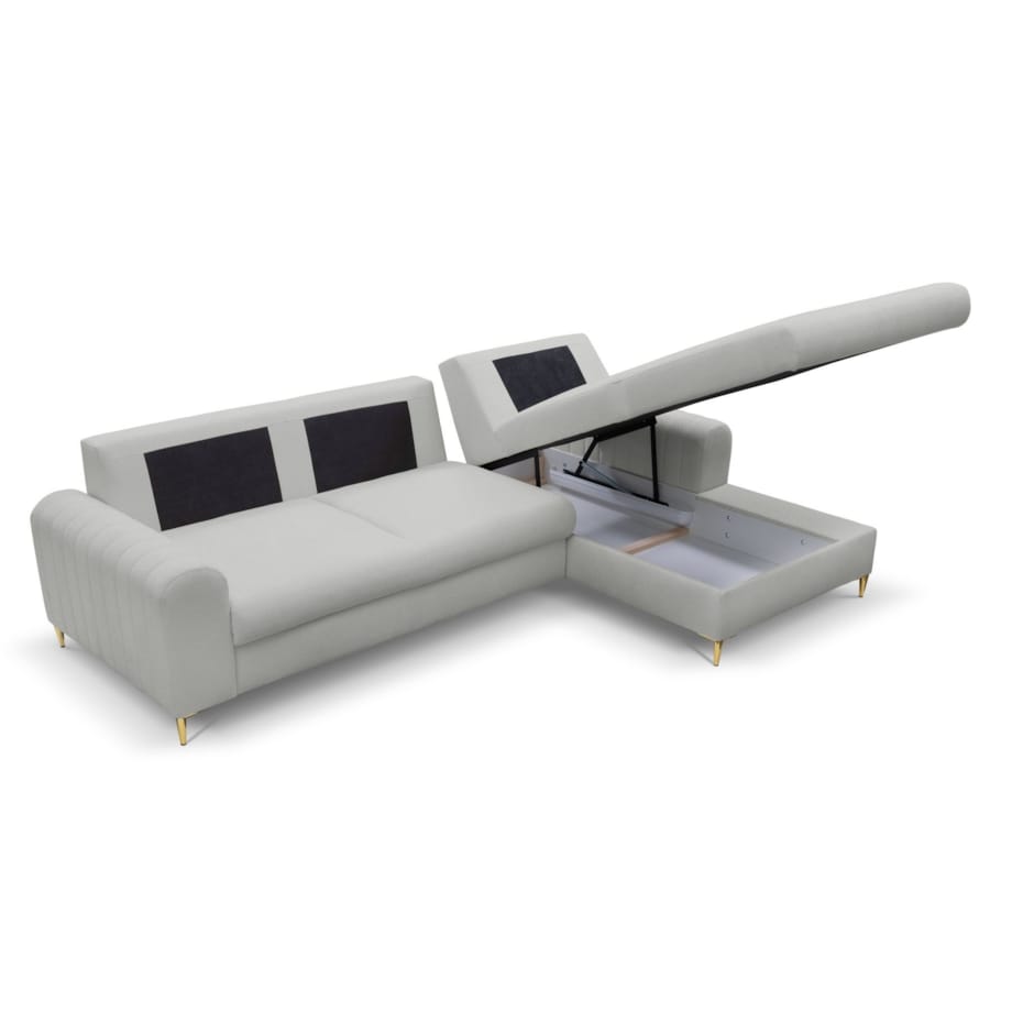 Elegancki narożnik MANGO z funkcją spania prawy - kolor popiel