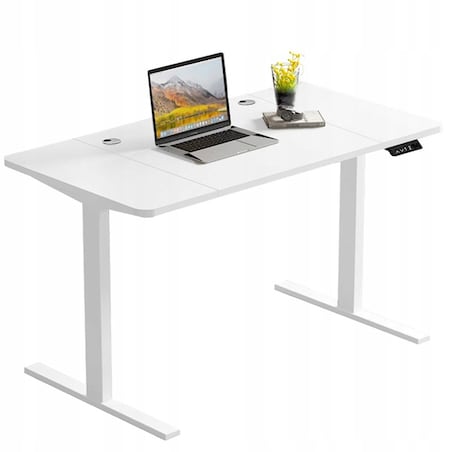 Biurko Elektryczne Podnoszone Białe 120 cm Regulacja Wysokości 72-118 cm