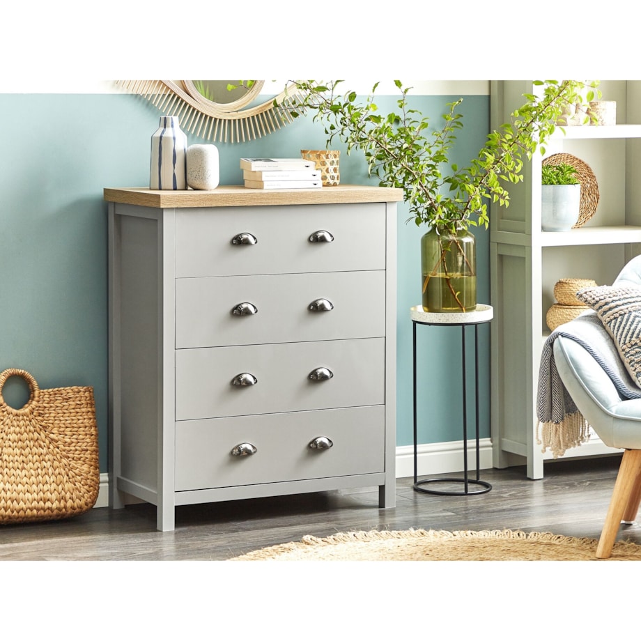 Komoda 4 szuflady szara CLIO