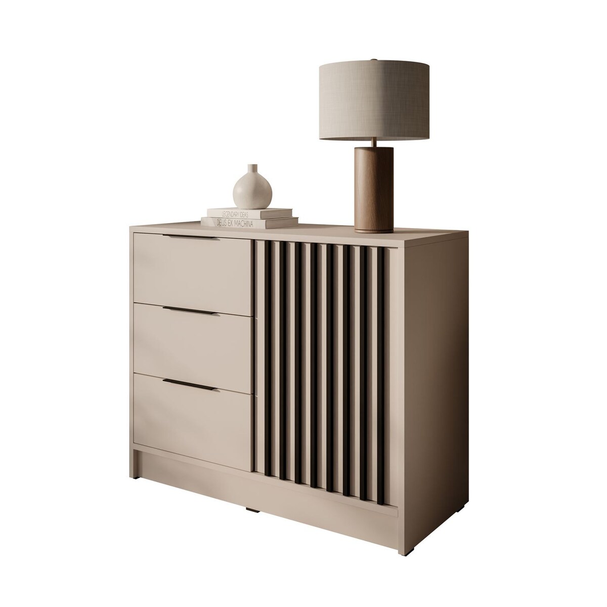 Komoda NELA 1D3S z lamelami, kaszmir + czarny