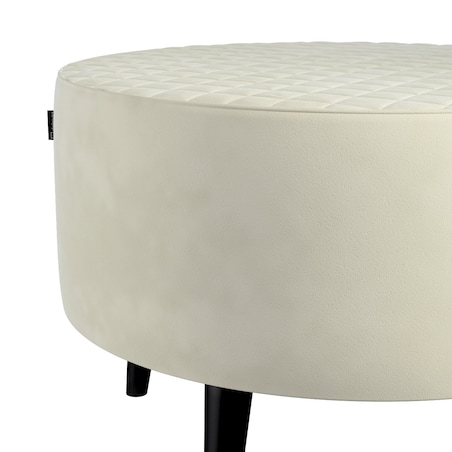 Podnóżek okrągły pikowany, śmietankowa biel, Ø60 x 40 cm, Velvet