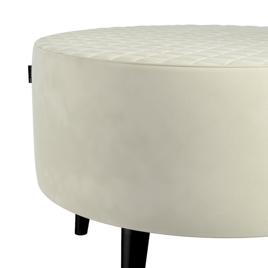 Podnóżek okrągły pikowany, śmietankowa biel, Ø60 x 40 cm, Velvet