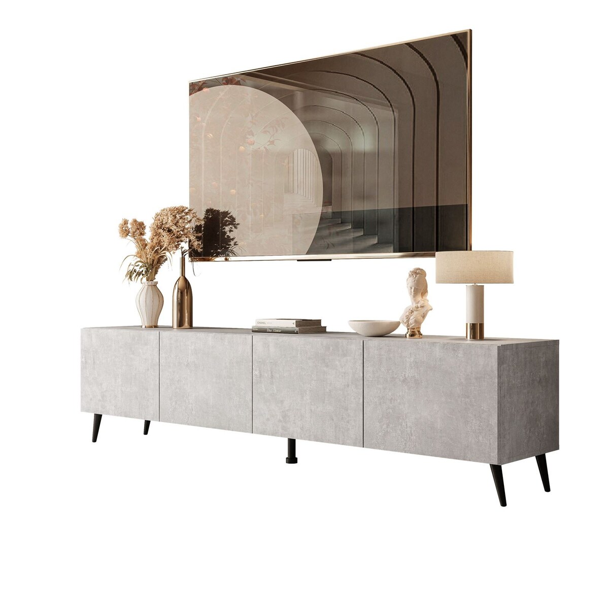 Szafka RTV COLGANTE 200 beton nogi skośne czarne