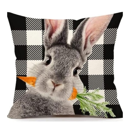 Lniana poszewka na poduszkę 45 x 45 cm Królik Black & white POD236