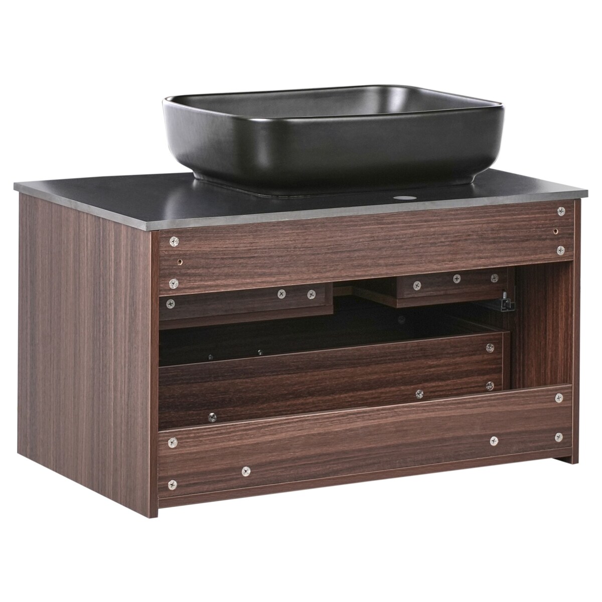 Szafka łazienkowa wisząca z umywalką ARICA 80 cm Ciemnobrązowy