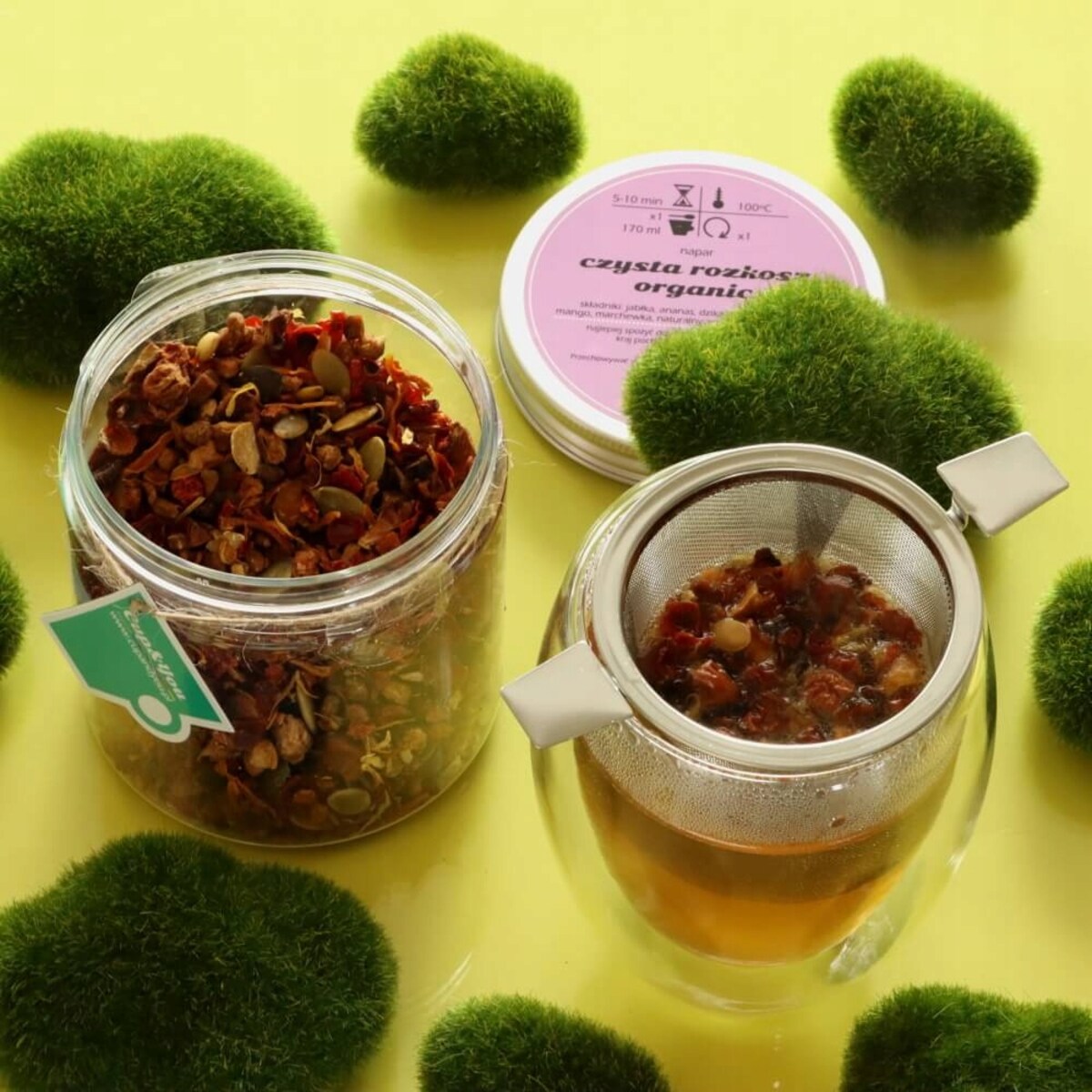 Herbata owocowa CZYSTA ROZKOSZ ORGANIC o smaku pomarańczy z gujawą PREMIUM - herbata liściasta sypana mieszanka napar susz - gotowa na prezent upominek