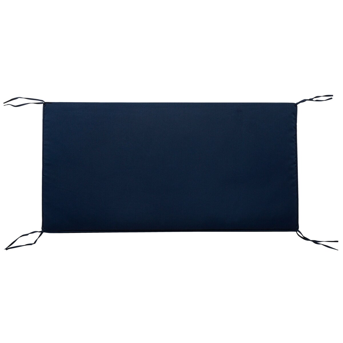 Ławka ogrodowa 120 cm drewniana biała z poduszką niebieską BALTIC