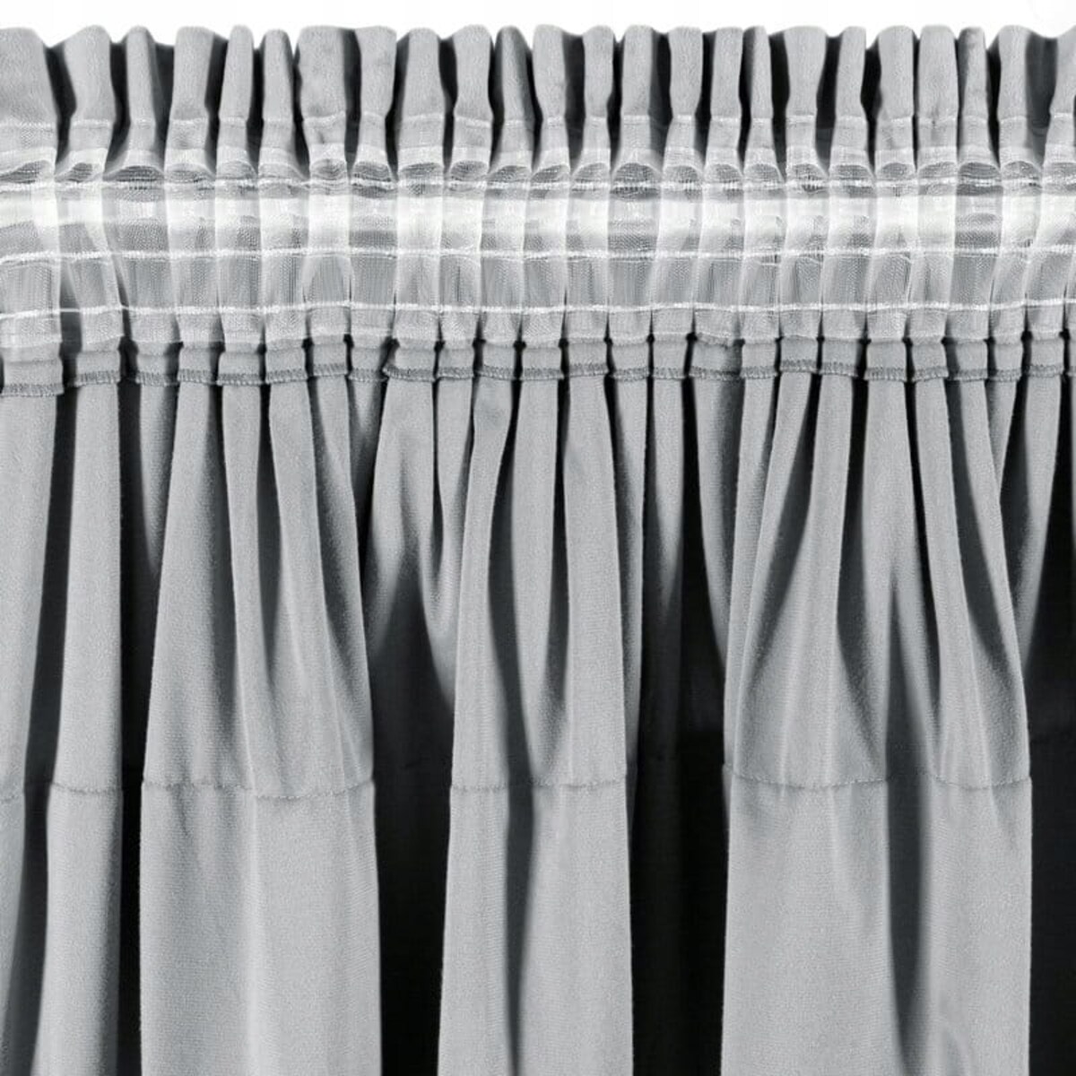 Zasłona WELUROWA Gotowa na TAŚMIE z FALBANAMI Aura 140 x 270 SREBRNA