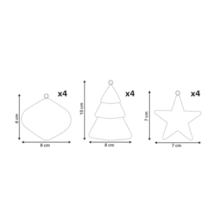 Zestaw 12 ozdób choinkowych GIDEALVEN Papier-mâché Czerwony/ biały