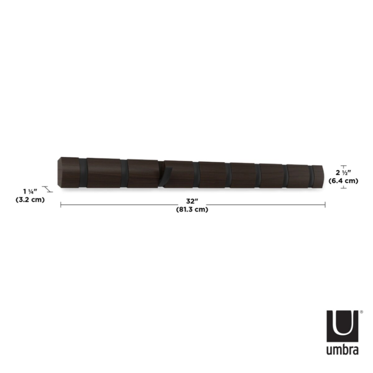 Listwa z 8 wieszakami (ciemnobrązowy) Flip Umbra