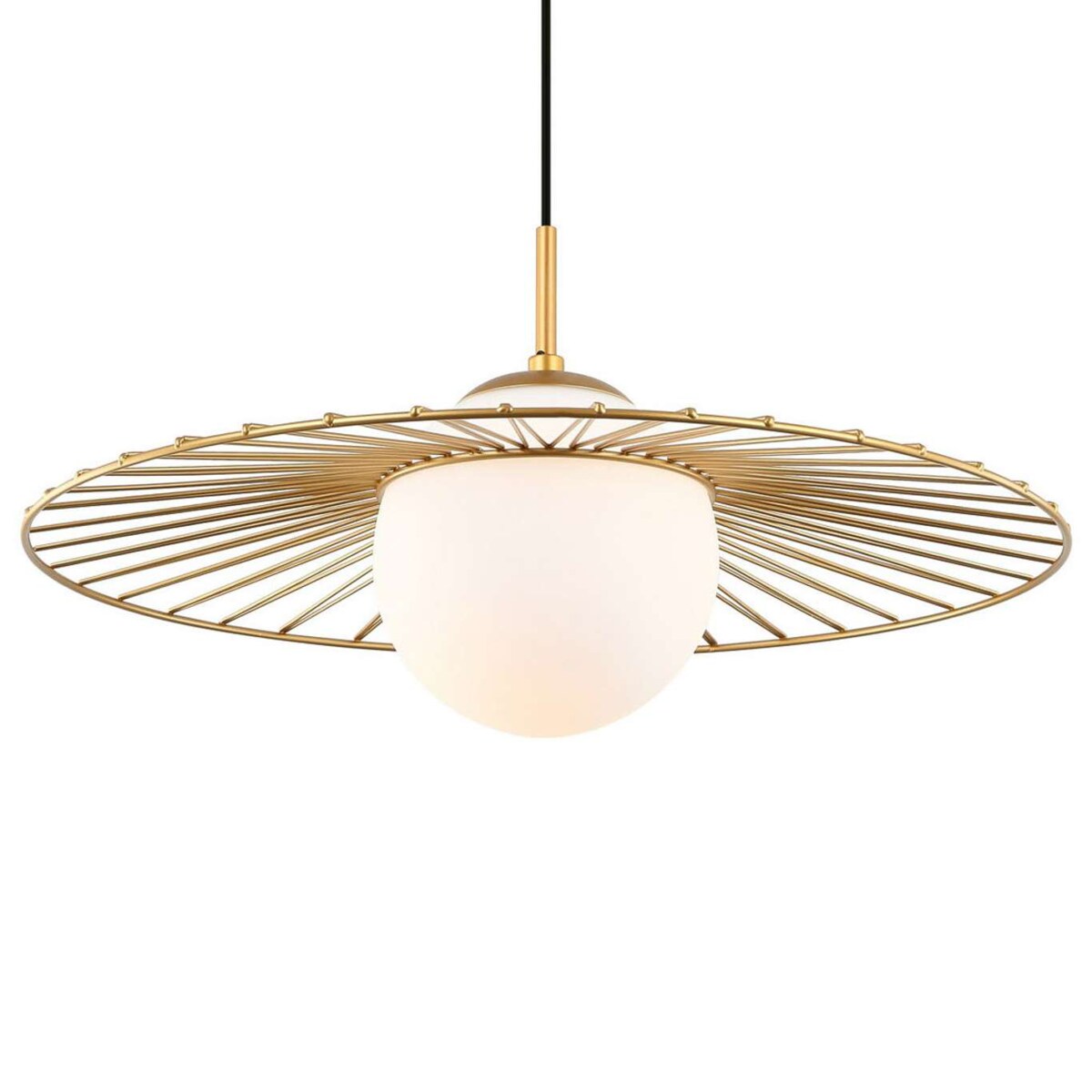 LAMPA wisząca SALLY MDM-4003/1 GD Italux druciana OPRAWA szklana kula ball ZWIS loft złoty biały