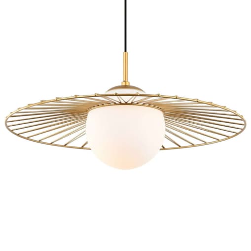 LAMPA wisząca SALLY MDM-4003/1 GD Italux druciana OPRAWA szklana kula ball ZWIS loft złoty biały