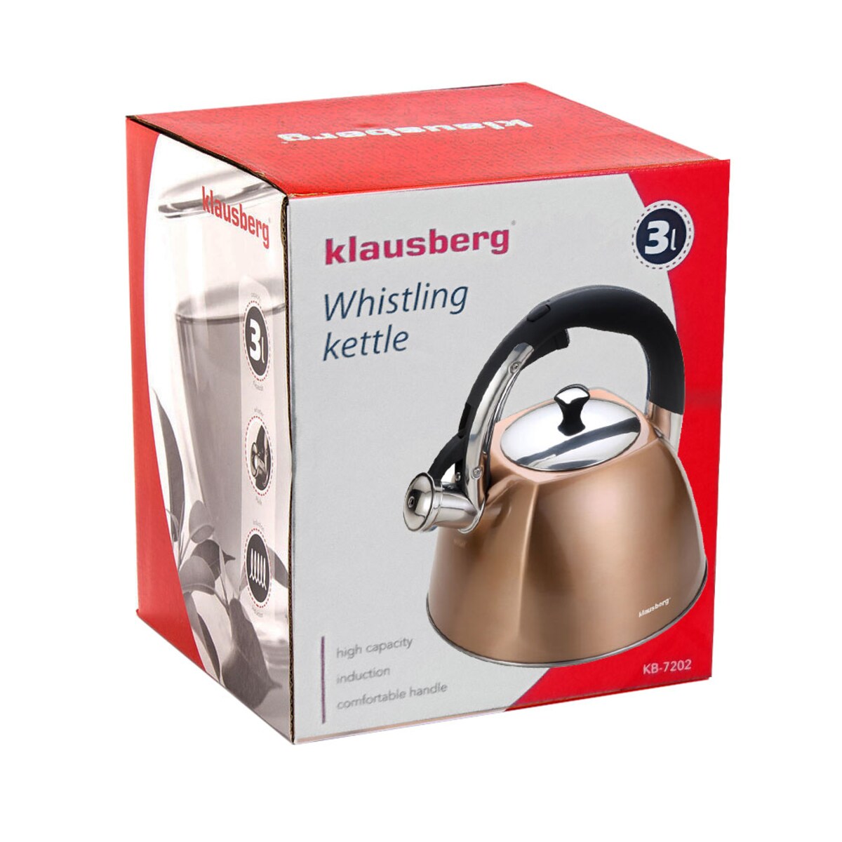 Czajnik stalowy z gwizdkiem 3L indukcja gaz miedziany KLAUSBERG