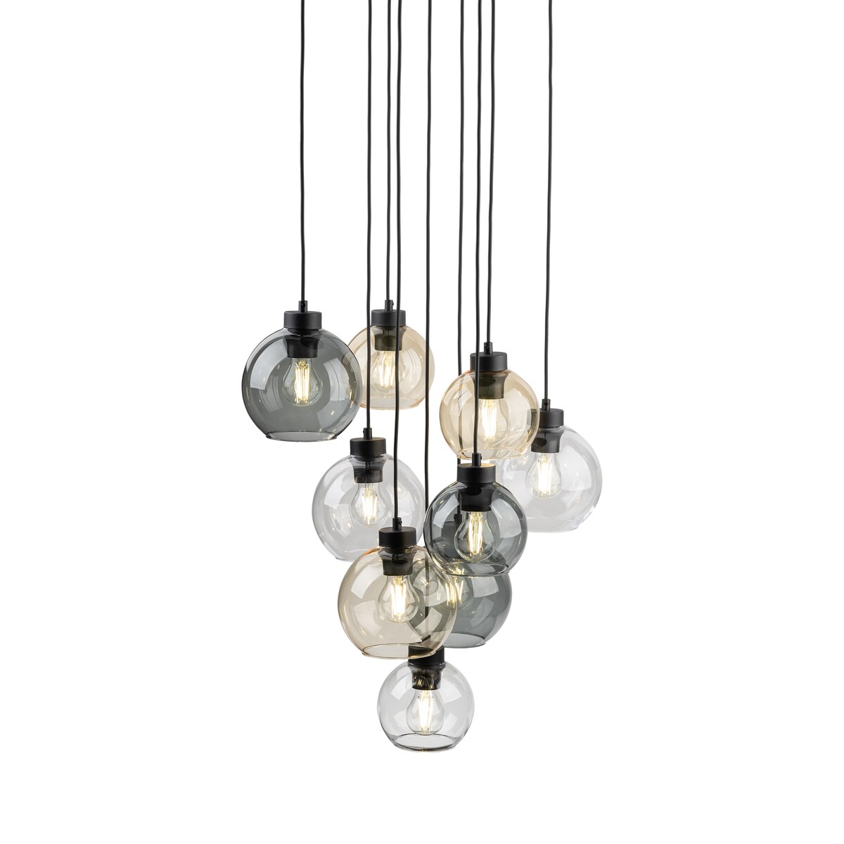 Lampa Wisząca Tk Lighting Cubus Mix 9 Kloszy Szary Bursztyn