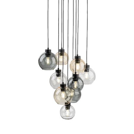 Lampa Wisząca Tk Lighting Cubus Mix 9 Kloszy Szary Bursztyn