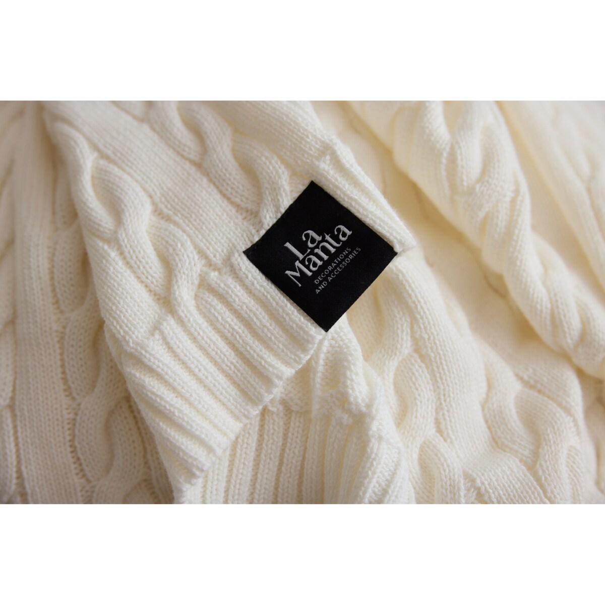 Pled warkocz off white 100% bawełna, 130 x 160 cm, La Manta