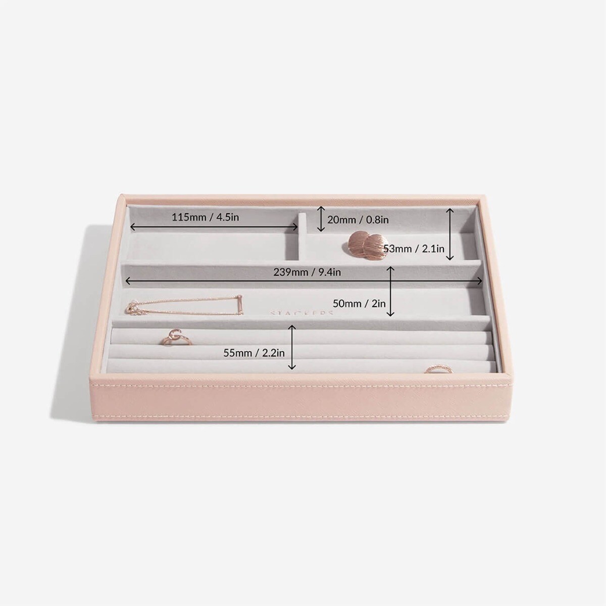 Szkatułka na biżuterię Stackers 4 komorowa classic jasnoróżowa