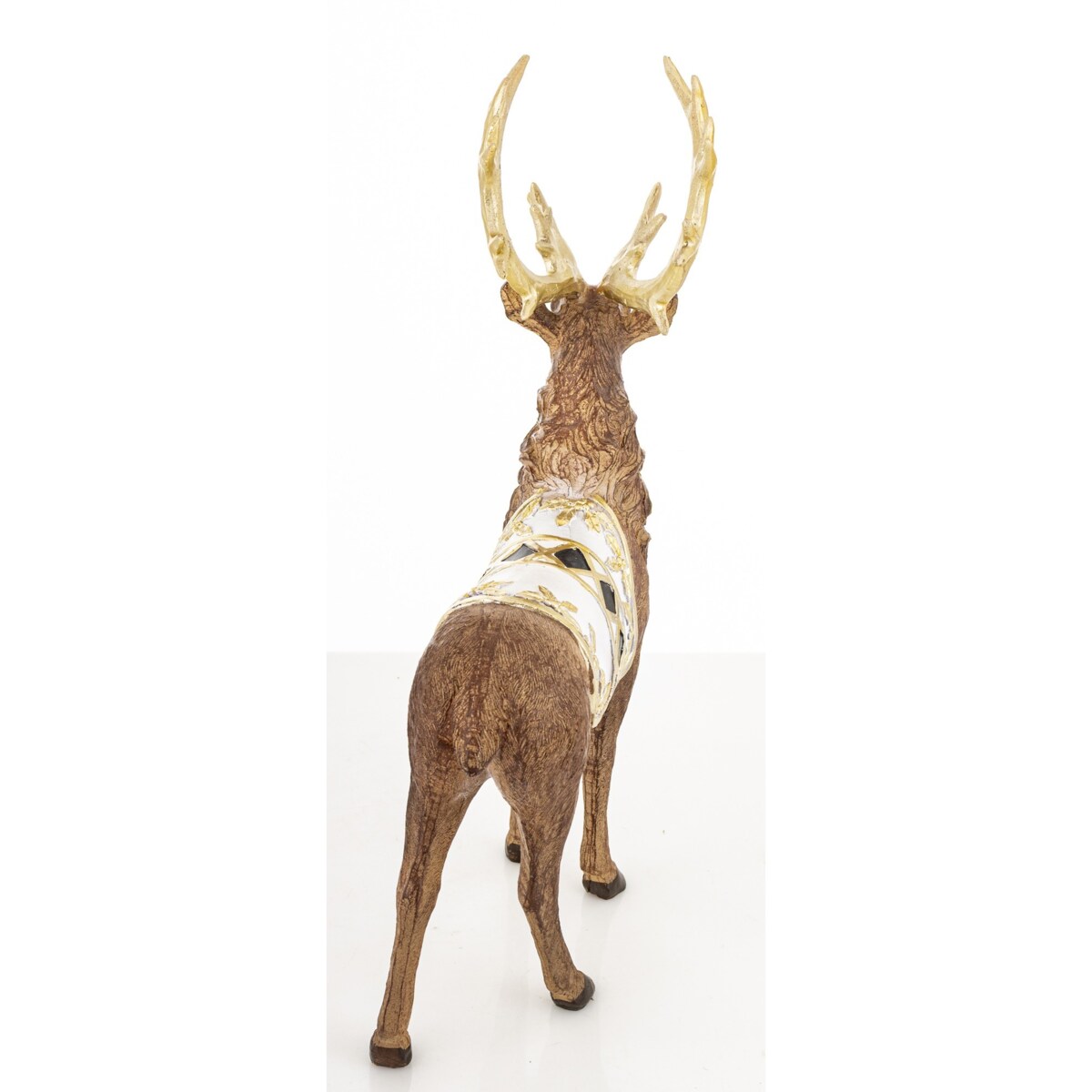 Figurka - stojący jeleń 35x9x21 cm OLEN-4 z białą derką w romby