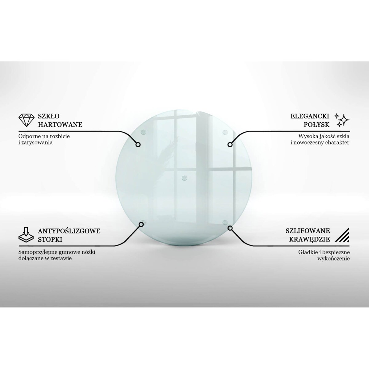 Okrągła deska do krojenia, szkło hartowane 30cm