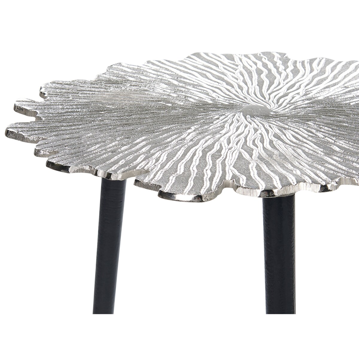 Stolik pomocniczy metalowy srebrny z czarnym PUHOI