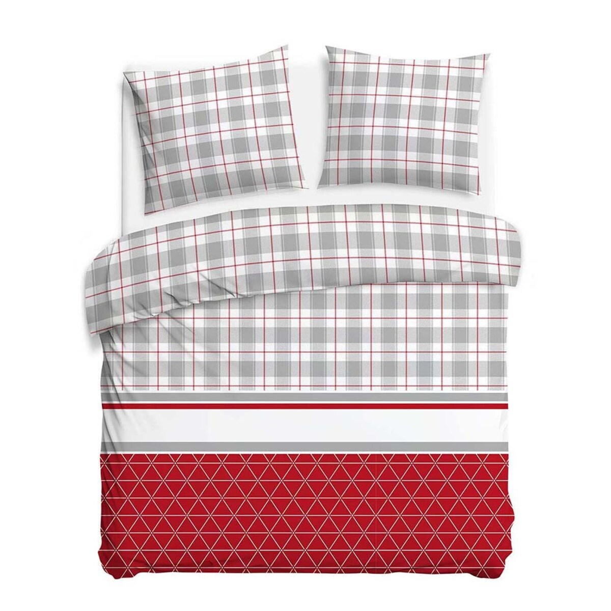 Pościel flanelowa 160x200 Skandia White, czerwona w białą kratę, Flanelove, Darymex