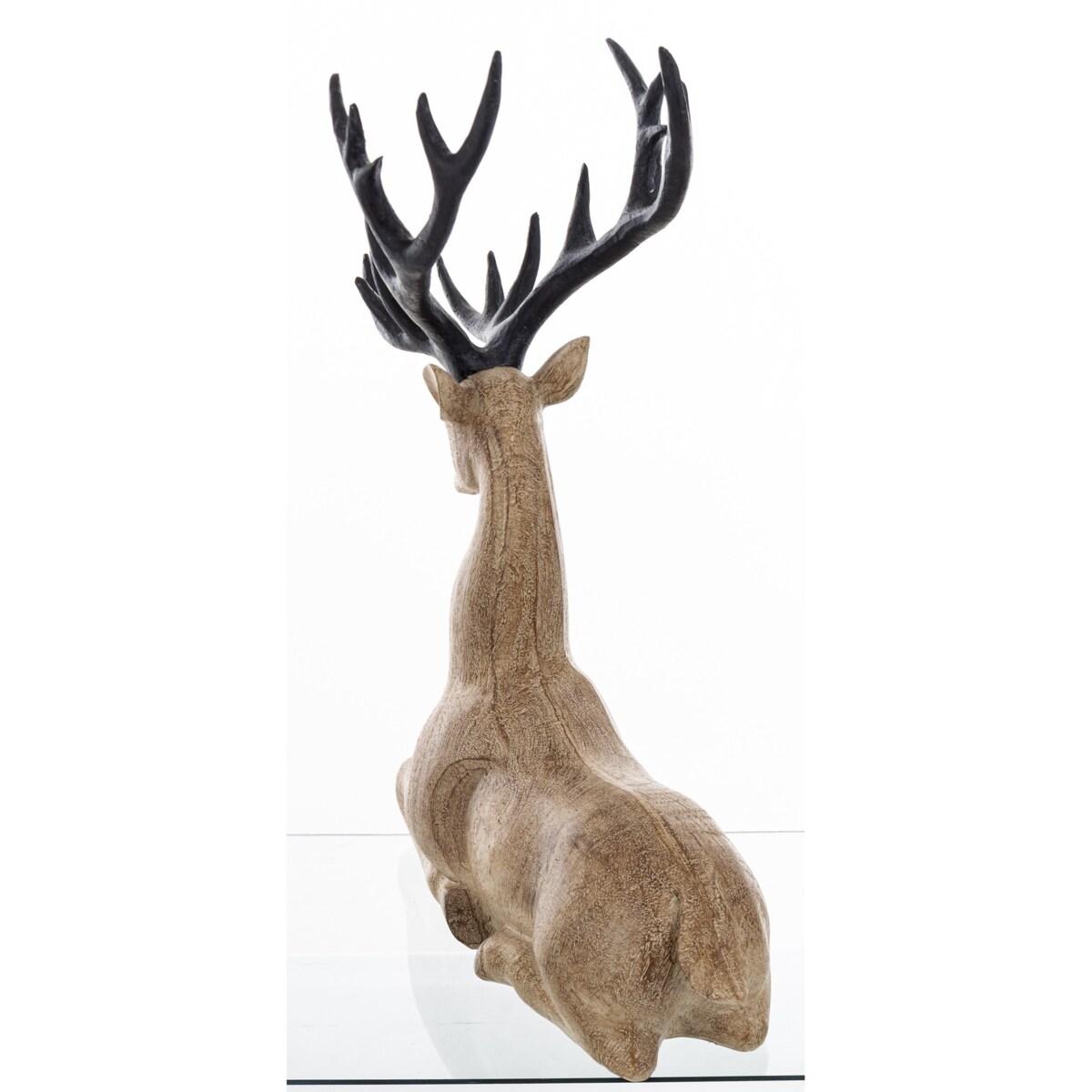 Figurka - leżący renifer 33,5x29x12,5 cm brązowy z czarnym porożem