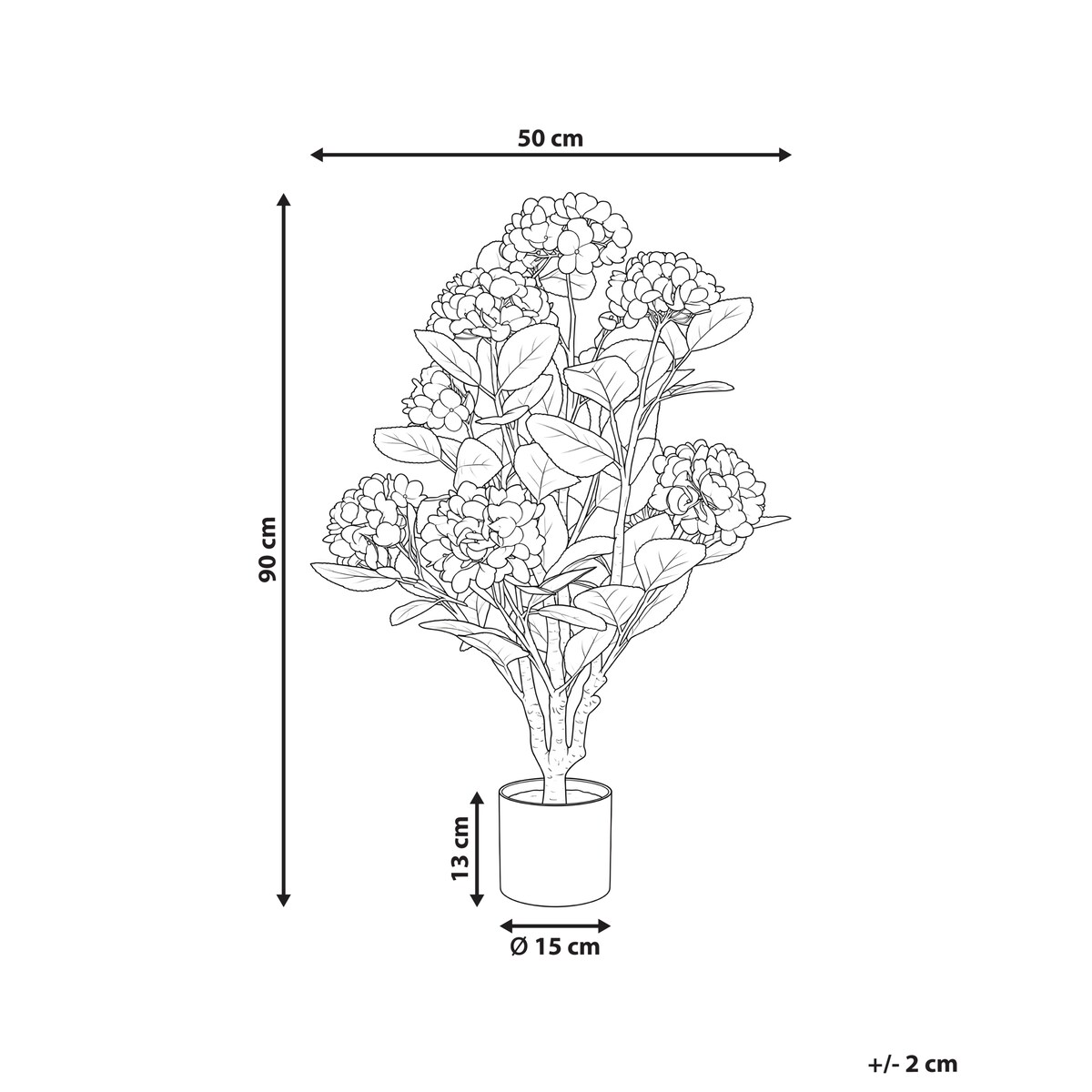Sztuczna roślina HORTENSIUM 90 cm Różowy