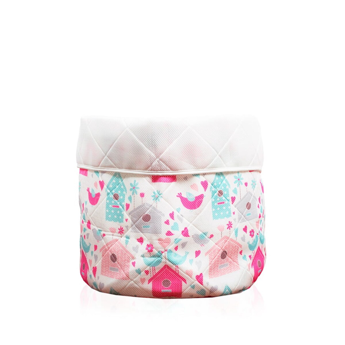 Kosz na zabawki dla dzieci duży Basket 60 x 50 cm - domki różowe