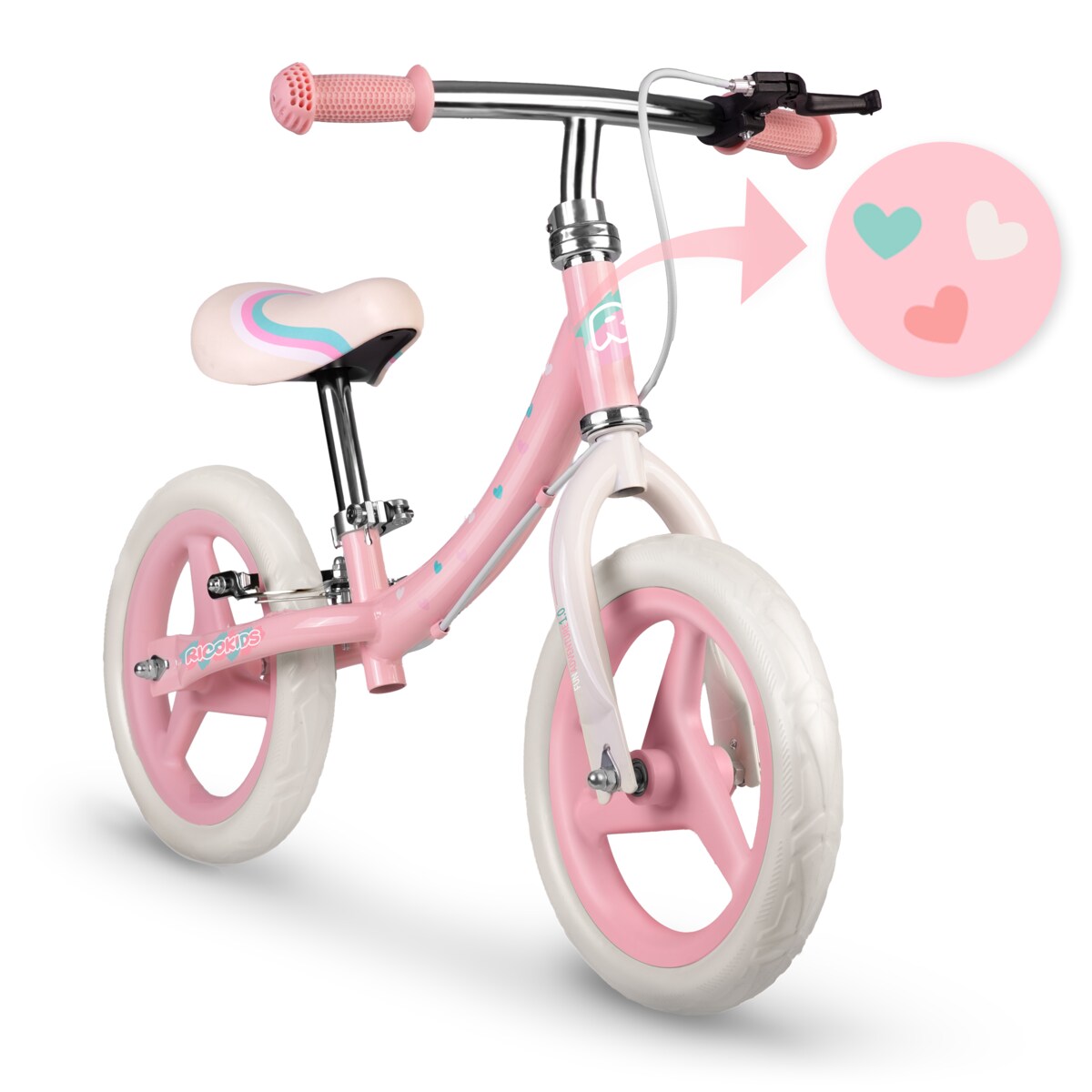 Rowerek biegowy dla dzieci rower dziecięcy lekki Fun Adventure Ricokids różowy