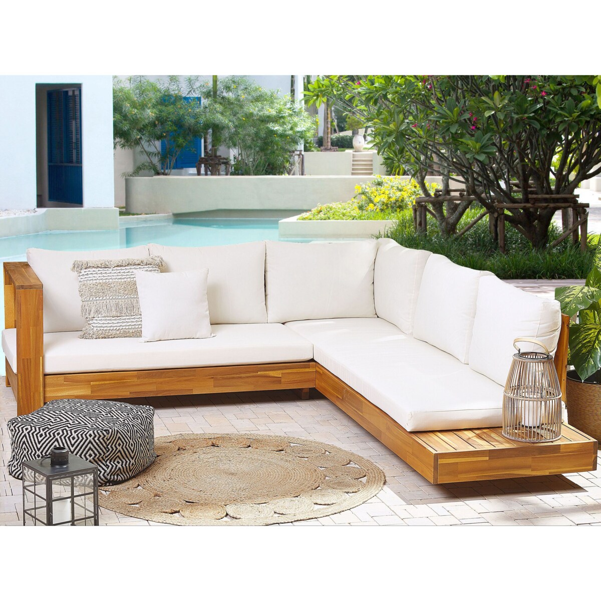 Zestaw ogrodowy drewno akacjowe 5-osobowy złamana biel MARETTIMO