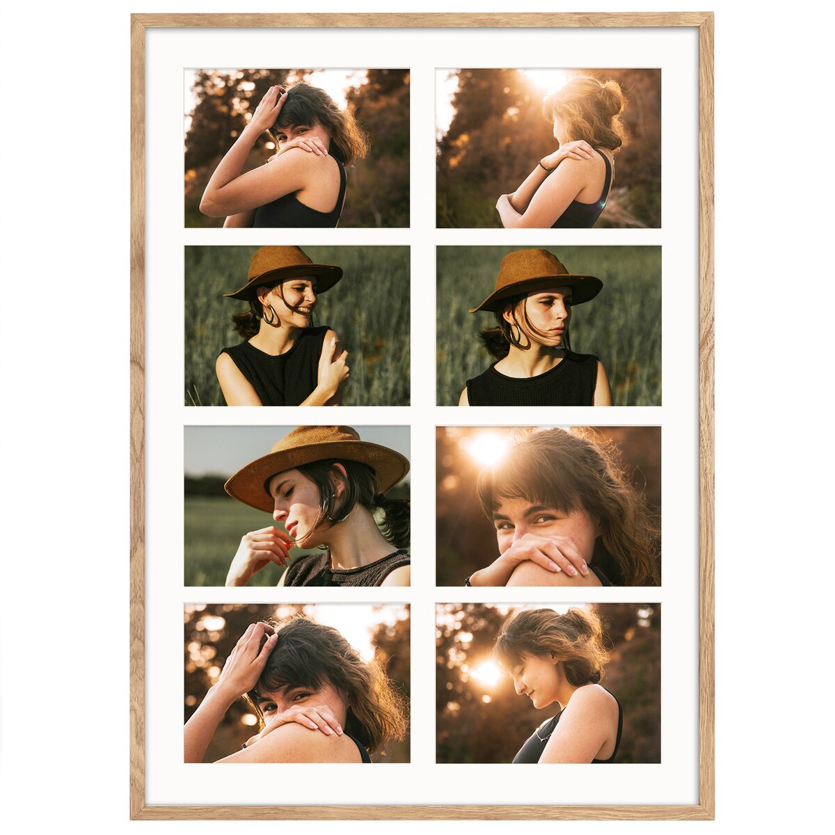Ramka na zdjęcia 8 zdjęć 15x21 cm rama kolor dębowy foto galeria 50x70 cm FRAMAI®