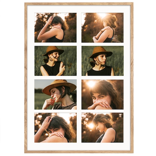 Ramka na zdjęcia 8 zdjęć 15x21 cm rama kolor dębowy foto galeria 50x70 cm FRAMAI®