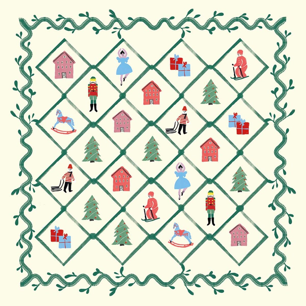 Poduszka świąteczna - Retro wieniec 45x45 cm