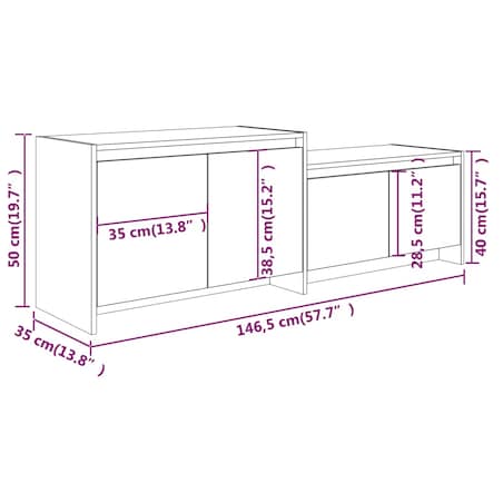 vidaXL Szafka pod TV, biała, 146,5x35x50 cm, materiał drewnopochodny