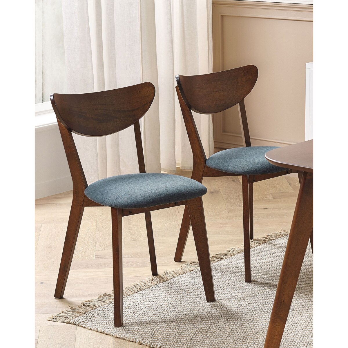 Zestaw 2 krzeseł do jadalni ERIE Drewno Ciemny brąz/ szary