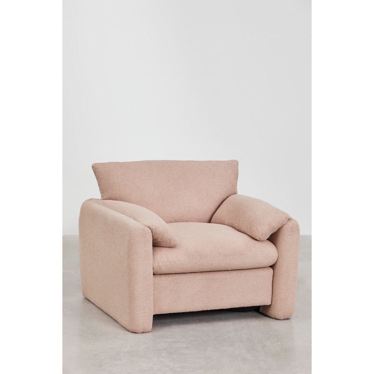 Fotel wypoczynkowy bouclé pudrowy róż Serra