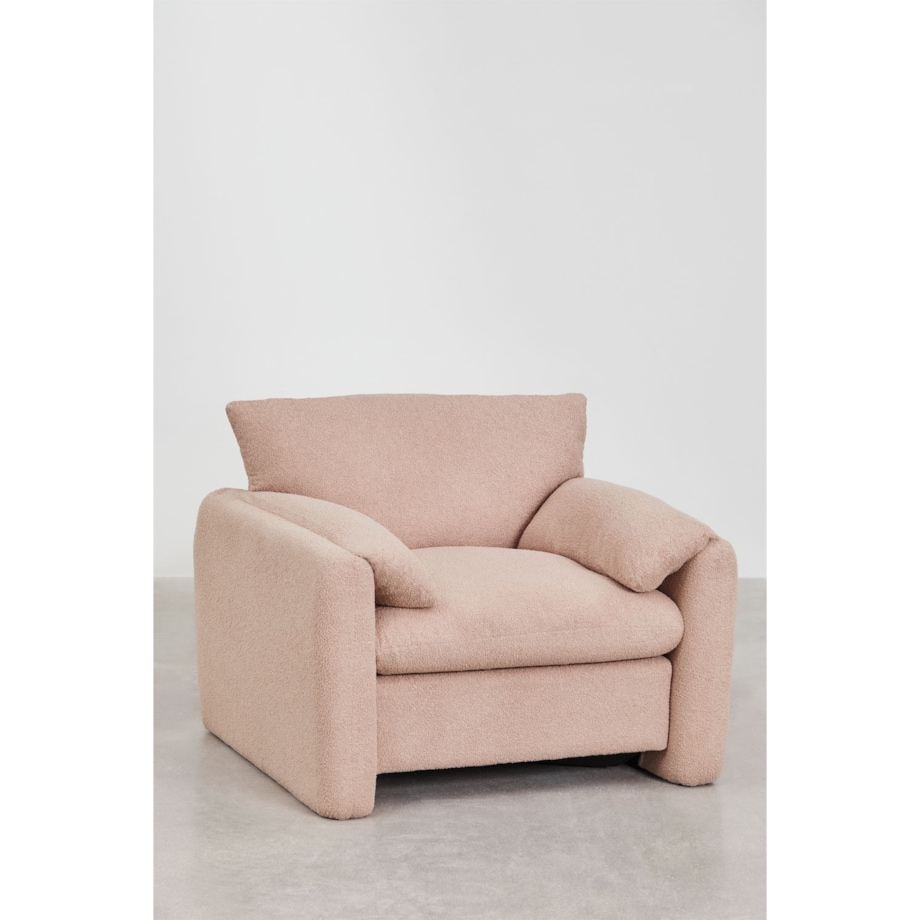 Fotel wypoczynkowy bouclé pudrowy róż Serra