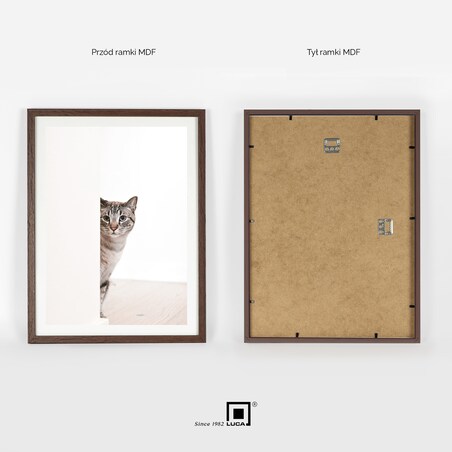 Ramka na zdjęcia 30x40 cm brązowa ciemna rama MDF z plexi wisząca poziom pion klasyczna ramka