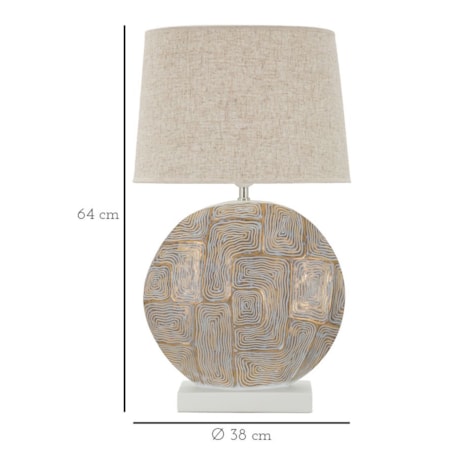 Lampa stołowa Eclips, kolor złoty i biały, żywica syntetyczna i żelazo, 38 x 38 x 64 cm, 1 x E27, max. 40 W, do salonu i sypialni, Mauro Ferretti