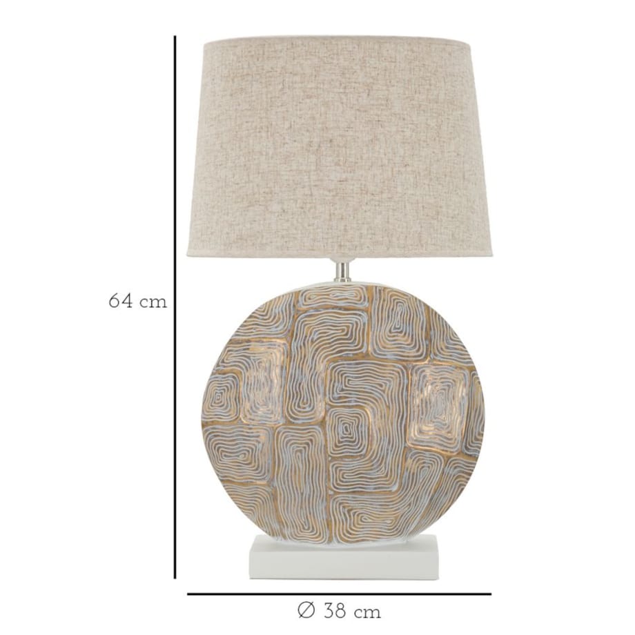 Lampa stołowa Eclips, kolor złoty i biały, żywica syntetyczna i żelazo, 38 x 38 x 64 cm, 1 x E27, max. 40 W, do salonu i sypialni, Mauro Ferretti